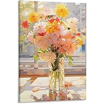 Amazon.co.jp: 絵画 ガラスの花瓶の花インテリア 絵画 カラフル